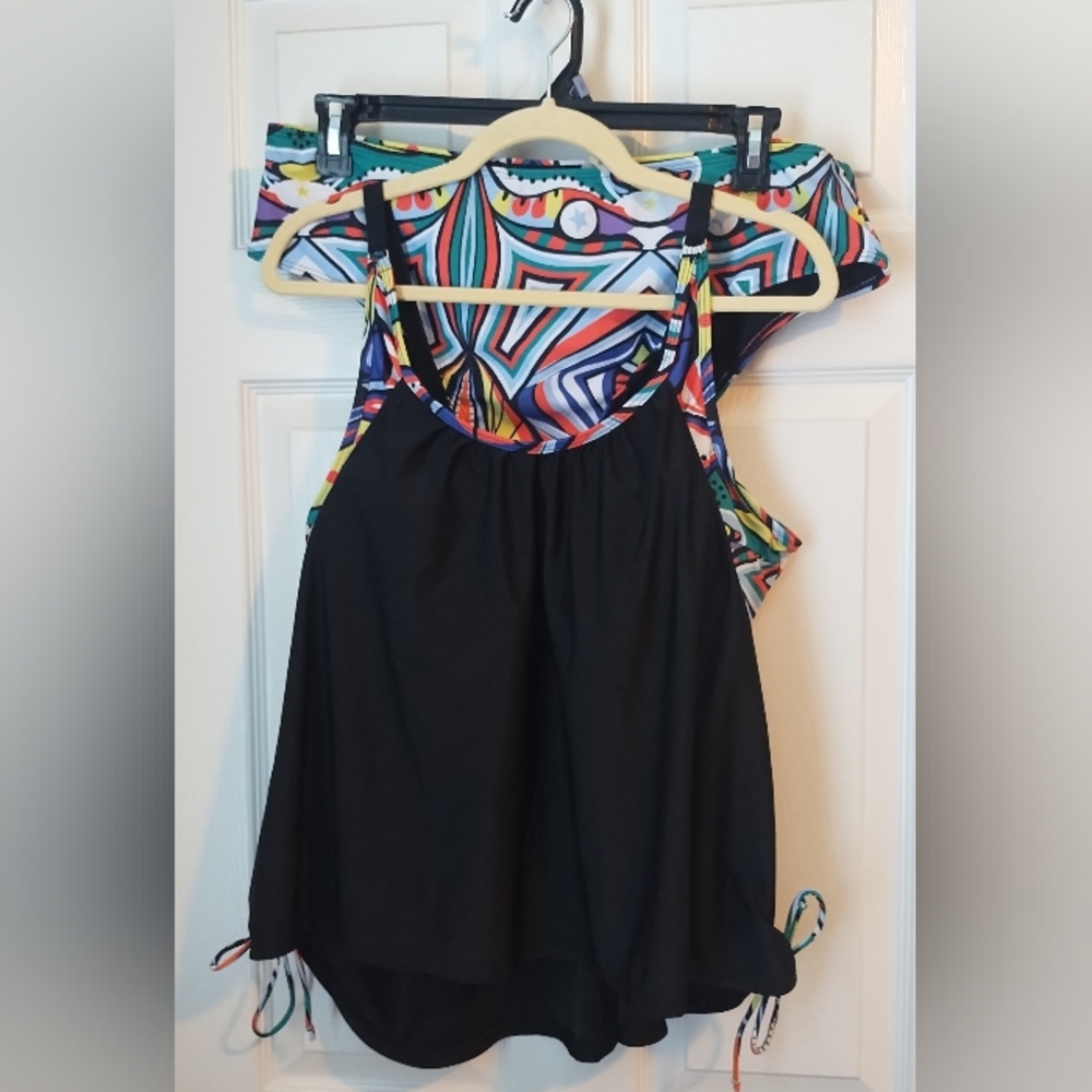 Colorful Geometric Print Tankini Set